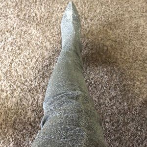 Thigh high glitter silver boots
